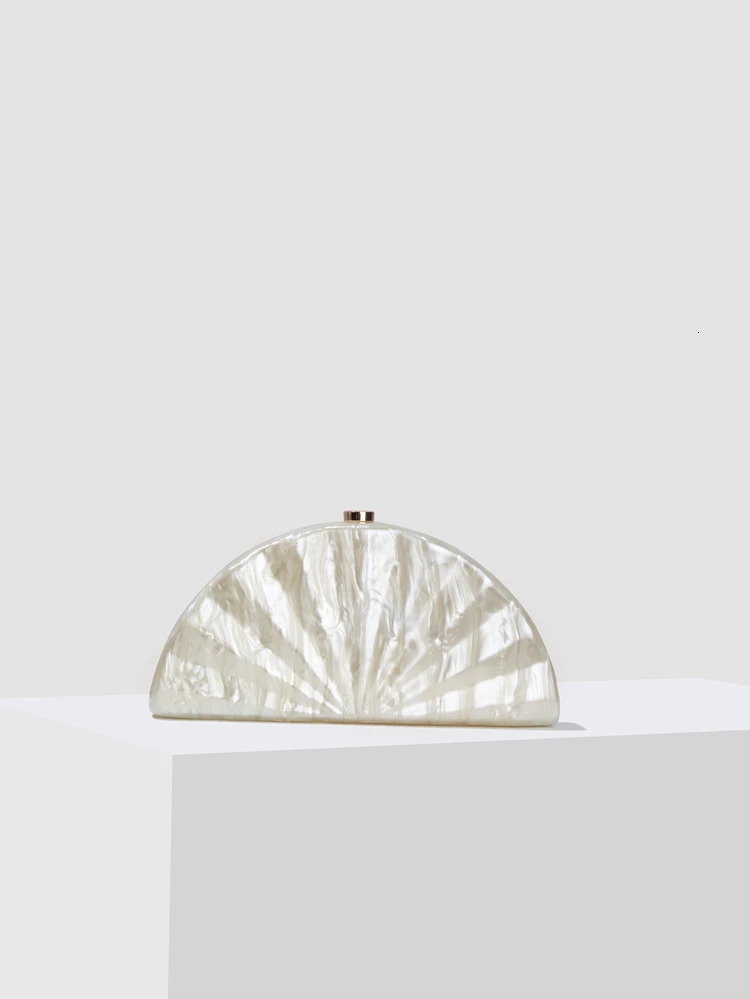 Fan Shell clutch bag acrylic egg womens wedding night party cute ivy pearl wallet handbag summer 241008