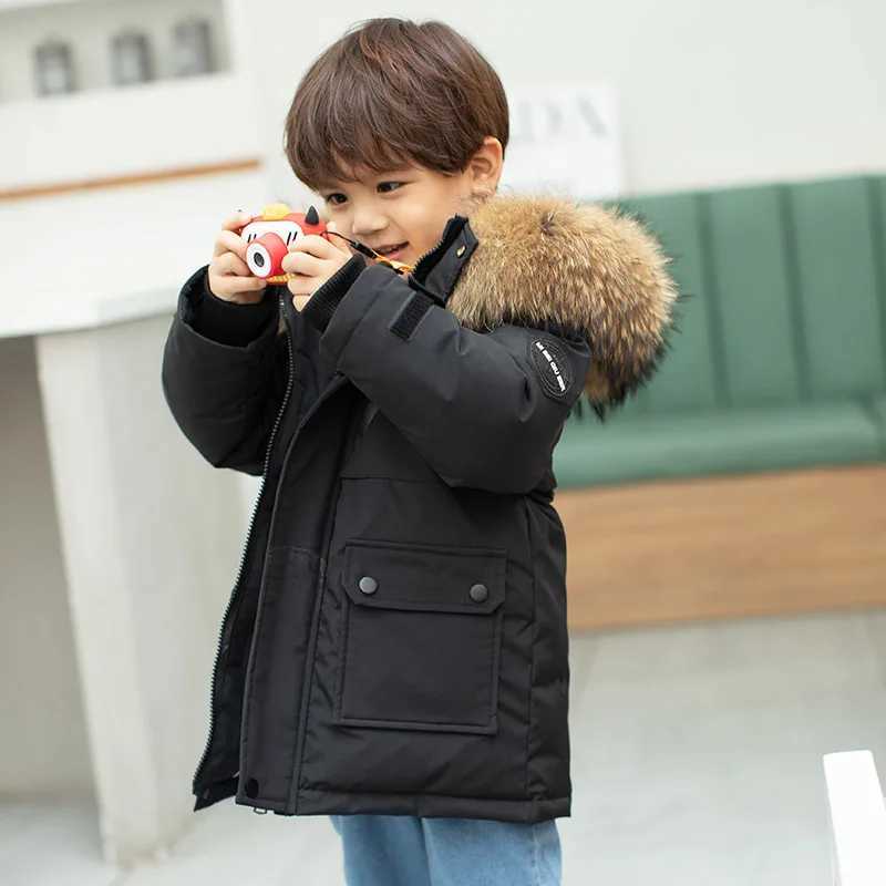 Down Coat Raise Boys Winter Parka -30 C Russian Thick Warm Baby Coat 2-12 Year Old Youth Bright Lined Chiffon Coat H241010