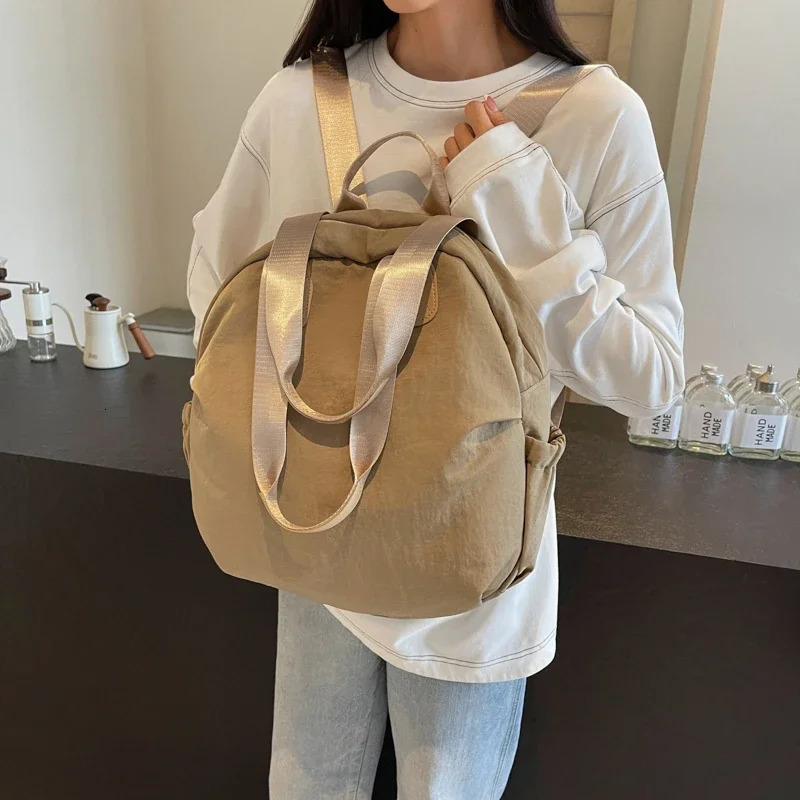 Nylon zipper highquality backpack solid air cushion shoulder strap fashionable soft handle back ner handbag 241008