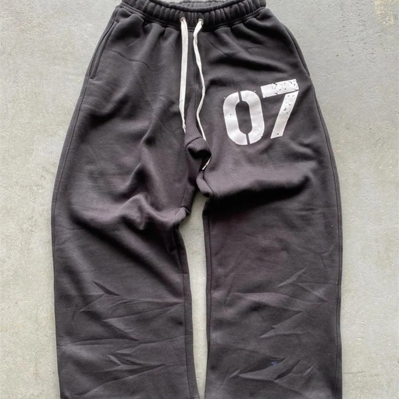 Streetwear Y2K Casual Baggy Sweatpants Drawstring Sports Pants Zipper Cardigan Fashion Digital Print Hooded Men Women Street Set 240907