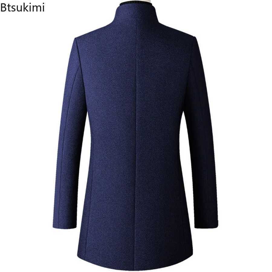 2024 Mens Woolen Coats Autumn Winter High Quality Long Slim Thicken Warm Trench Jackets Business Casual Wool Blends Coats Male LX241010