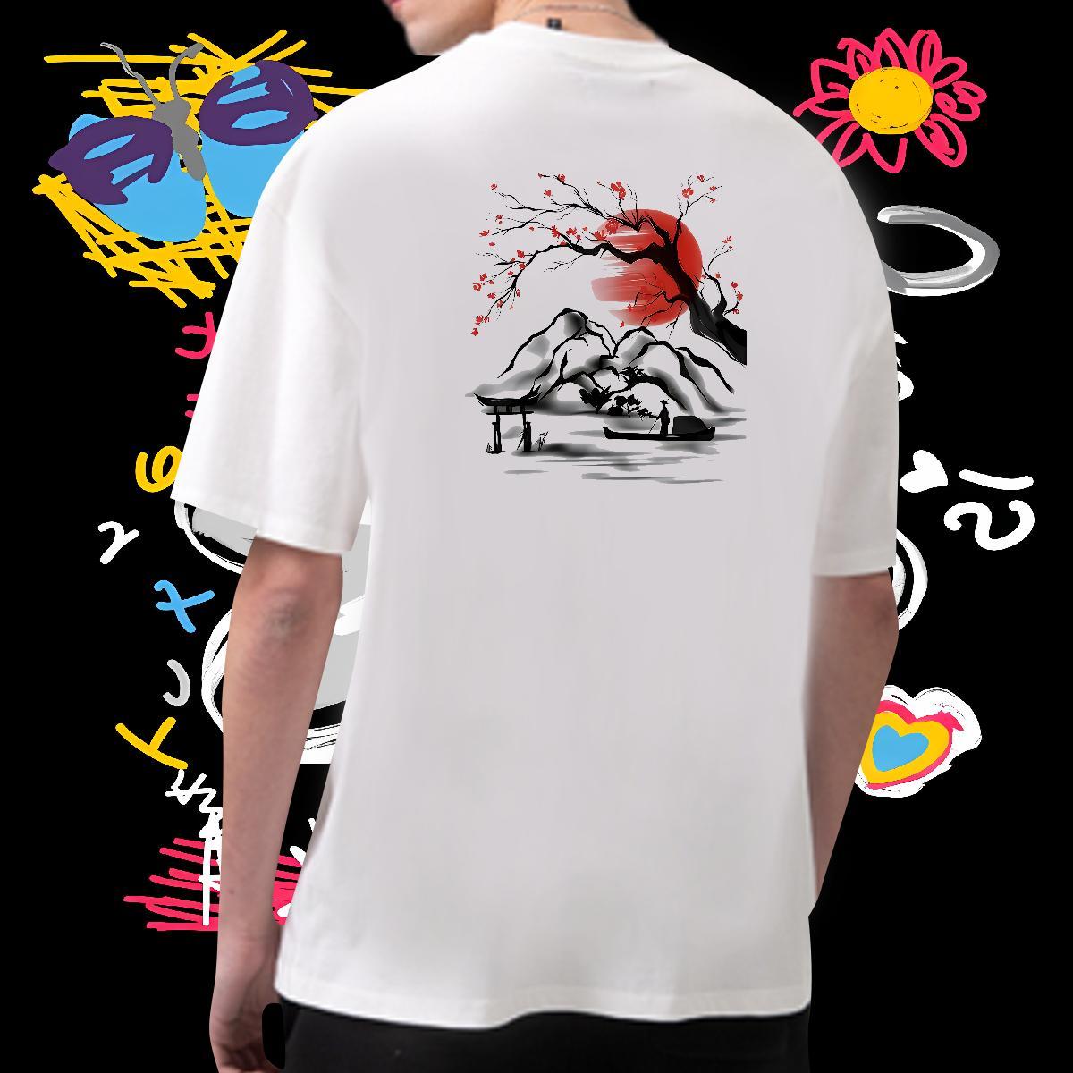 TOP Quality Men T Shirts 230g Cotton mountains Summer Casual Oversized 3XL 4XL Breathable Short Sleeve Couples T Shirts Stylist Tops