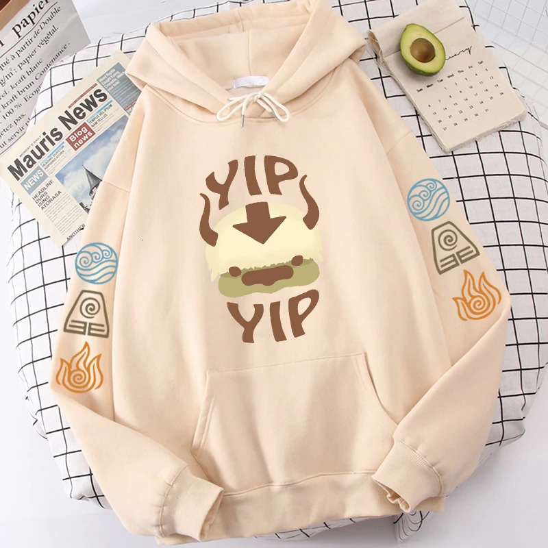 Avatar The Last Airy Hoodie Mens Appa YIP Letter Printed Long Sleeve SpringSummer Black Anime Top Loose 241010