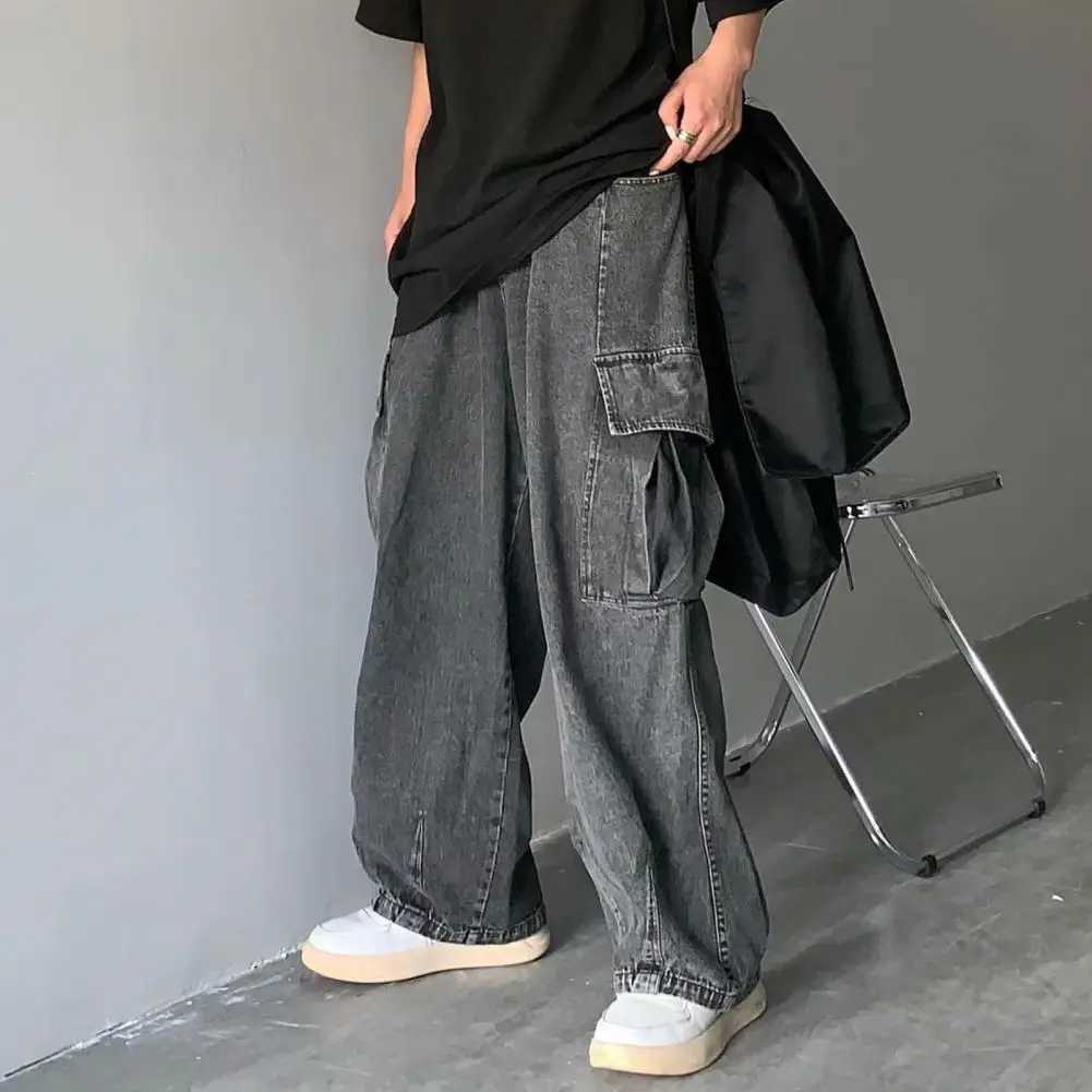 Vintage Baggy Jeans Trousers Male Denim Pants Wide Leg Pants Mens Jeans Oversize Cargo Pants Korean Streetwear Hip Hop HarajukuX241009