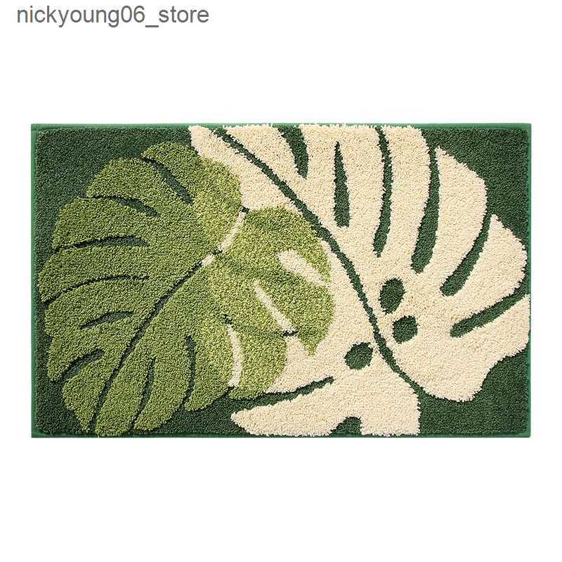 Non-Slip Bath Mats Leaves Non-Slip Bath Floor Mat Bathroom Fluffy Cashmere Absorbent Soft Rug Pad Children Room Carpet Home Decor Floor Mats L240910