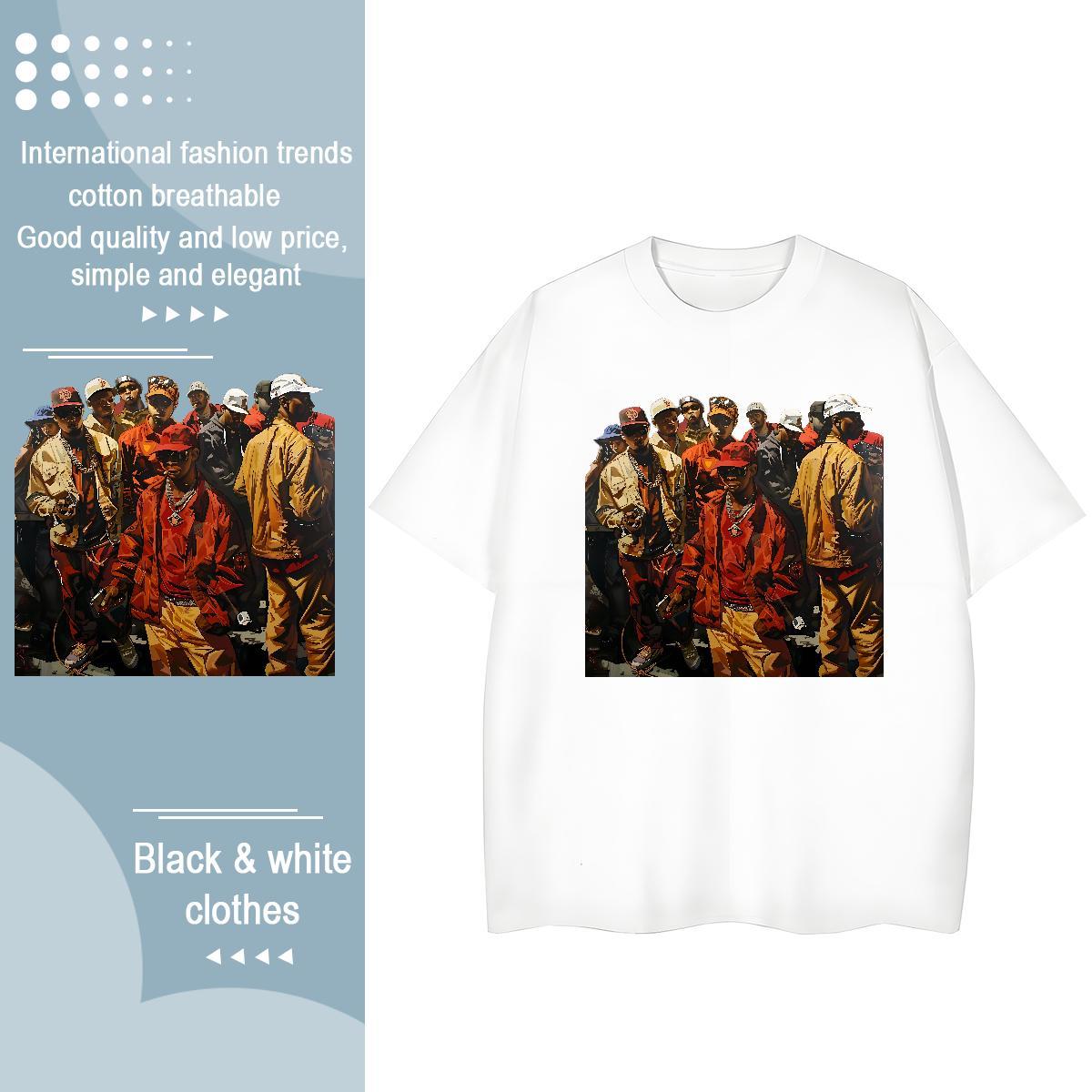 Designer Mens T Shirts 230g Pure Cotton character Casual Beach DIY Printed Breathable Short Sleeve Tshirts Factory Direct Tops Tees