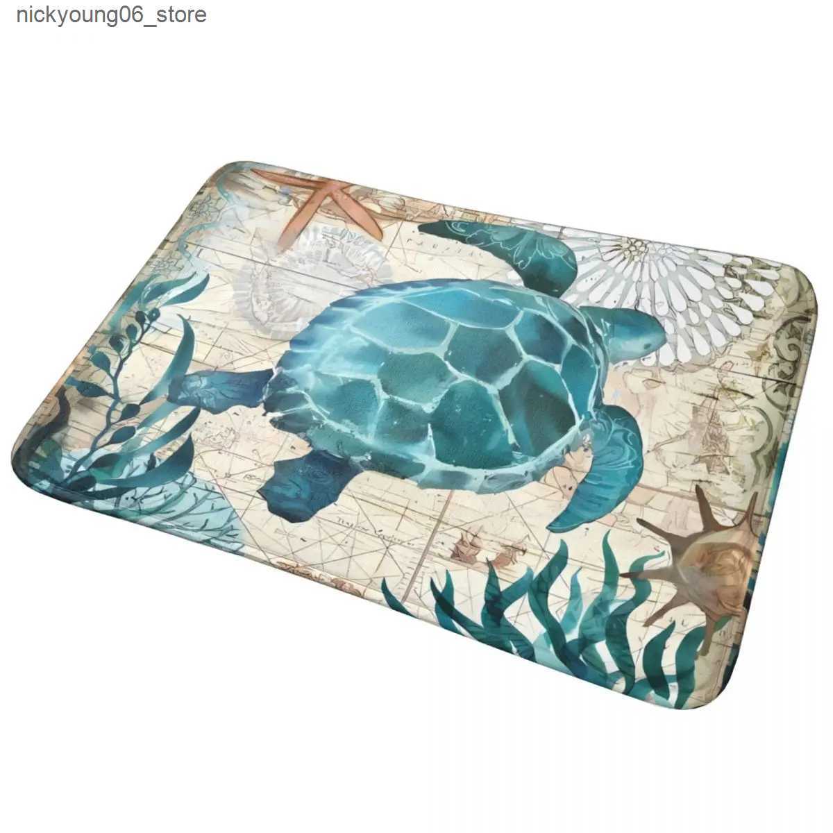 Non-Slip Bath Mats Sea Turtle Bath Mat Ocean Bathroom Carpet for Shower Home Entrance Anti Slip Velvet Soft Foot Mat Non Slip Printed Toilet Mat L2409