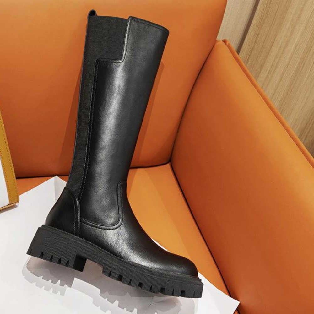 Cylinder Soled Fashion Boots Knight Boots Long Boots For Women Large High Ankle Boots Thick Soled Brown Woman Shoes 240826