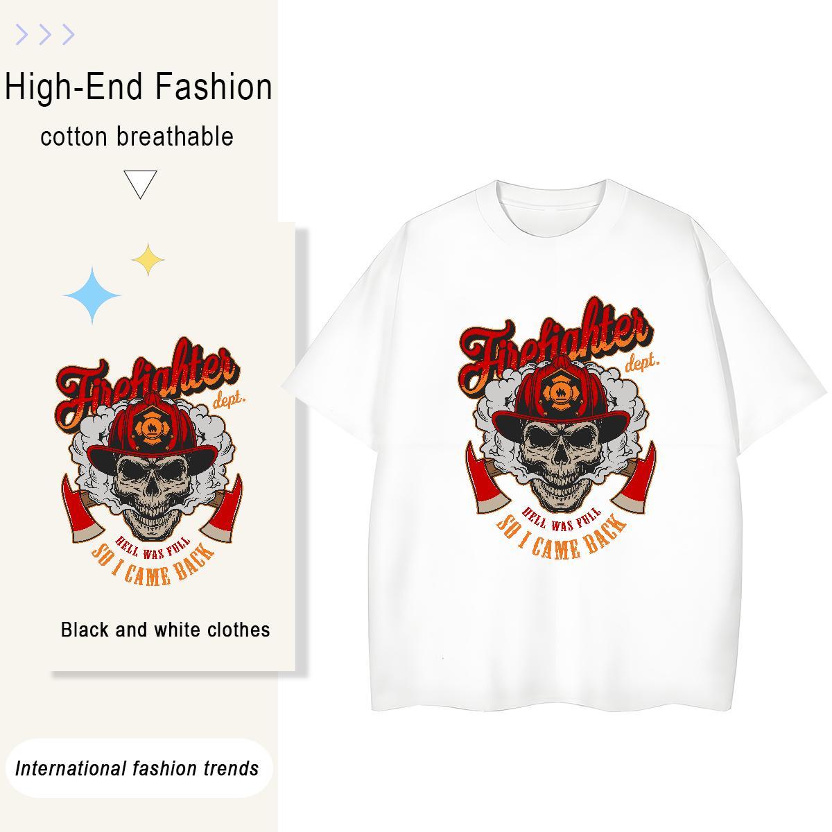 Factory Direct T Shirt For Woman 230g 100% Cotton Breathable Crew Neck Sports Casual skull Womens Tshirts Wholesale Cartoon Printing L-4XL Top Tees