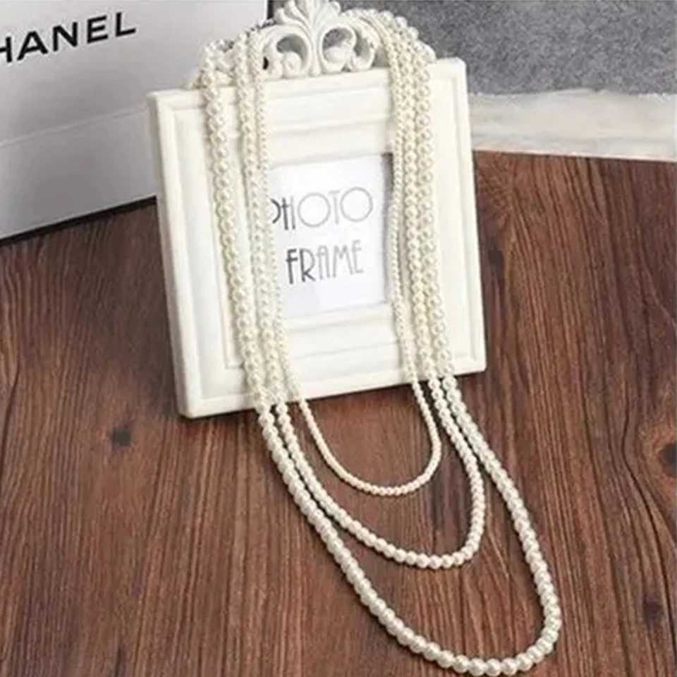 ZAKOL Vintage Multi-Layered Imitation Pearl Long Sweater Chain Necklace for Women Vintage Body Chain Party Wear AccessoriesX241009