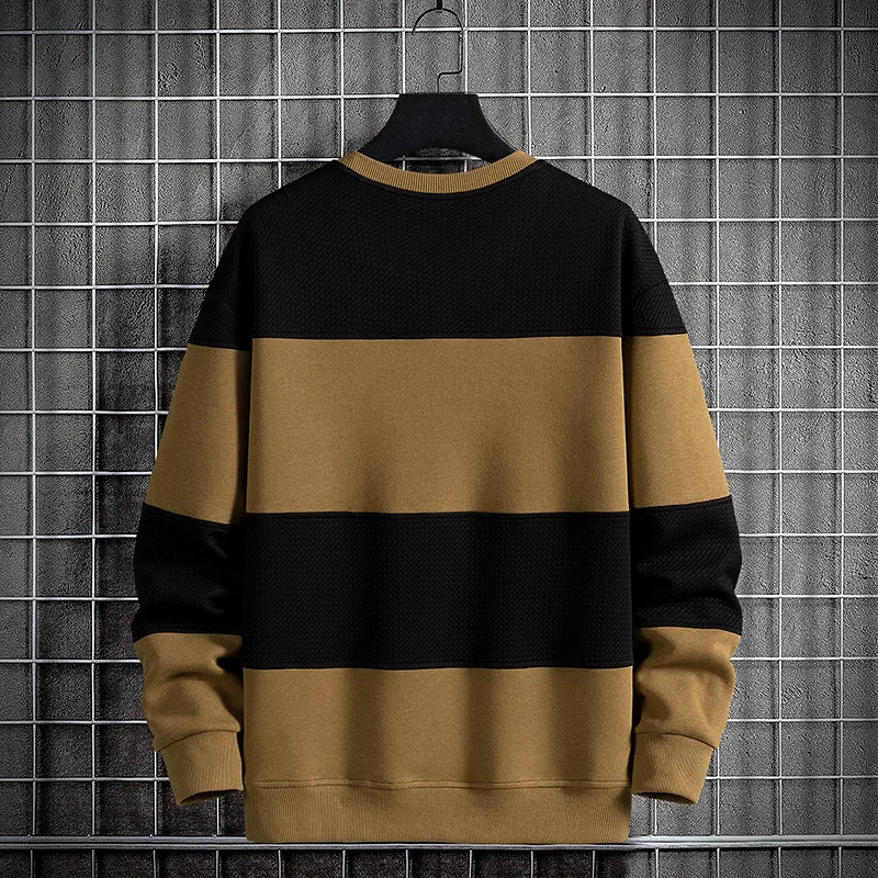 Spring Mens Striped Sweater Cotton Super Large Hoodie Long Sleeve OCollar Zipper Street Clothing Fashion Top 6XL 8XL 241010