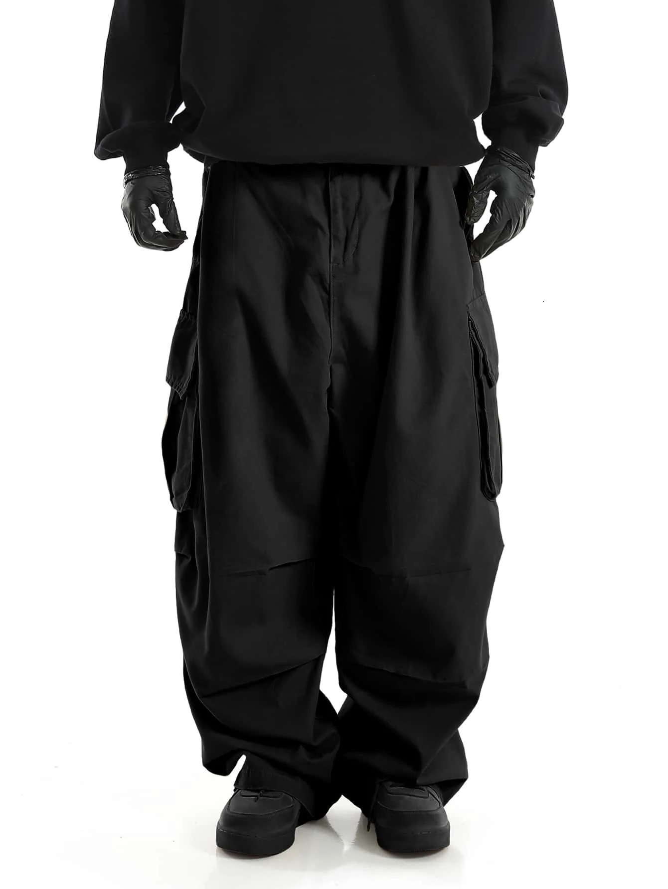 Classic multi flap pocket cargo pants mens loose pull rod cargo pants used for skateboarding street outdoor camping 240930