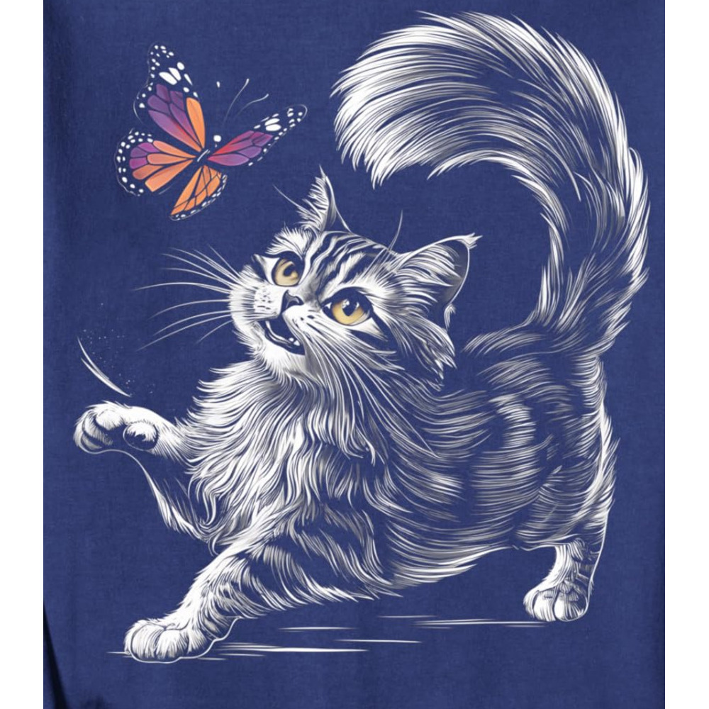 Long Sleeve Shirts for Men sweatshirt Cat Lover Butterfly Cute Kitten Pet Owner Feline Gifts Sweatshirt Streetwear Casual tops clothes