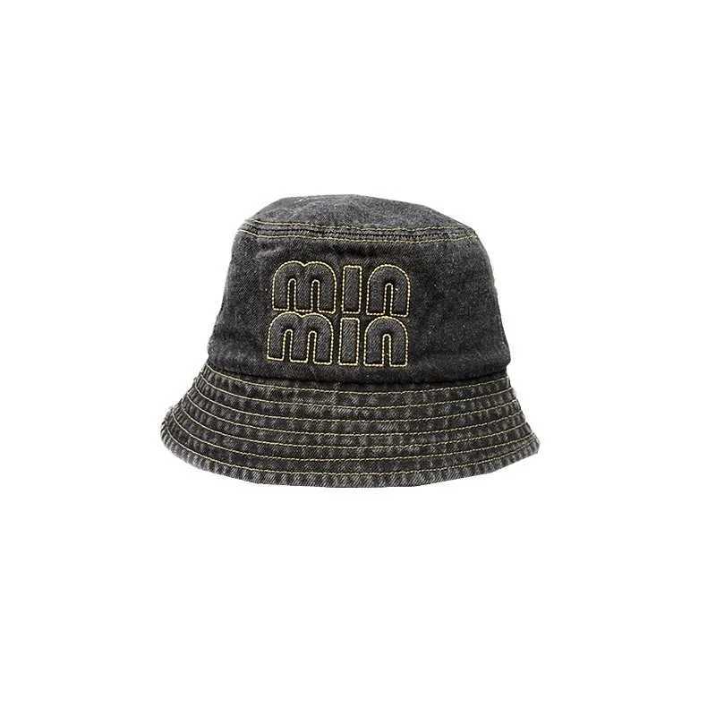 Wide Brim Hats Bucket Fashion letter bucket hat womens denim cloth Panama fisherman mens outdoor cork reversible hip-hop sun cotton Gorros Bob H241010