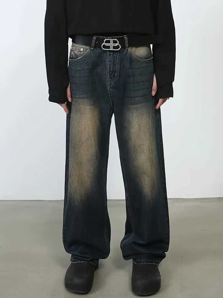 Mens Vintage Jeans Fashion Straight Wide Leg Denim Pants Summer Loose Male Versatile Y2k Trousers Casual Biker Moto StreetwearX241009
