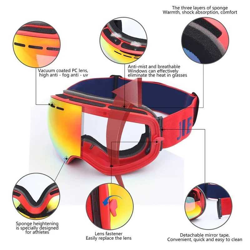 New 2024 Ski Goggles Double layer Anti fog Mens Sports Ski Glasses Snow Motorcycle Ski Womens Snow Sunglasses Ski Goggles CL241010