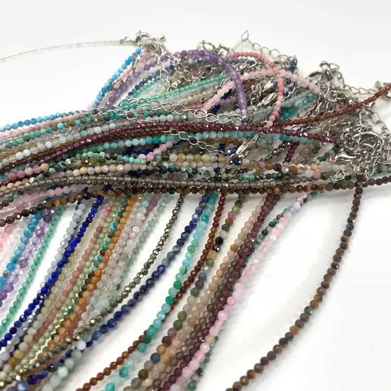 Cute and Simple lapis lazuli crystal Quartz 2mm Mini Beads Pendant Necklace Handmade Nepal Jewelry Girls Choker NecklaceX241009