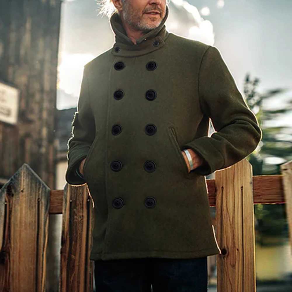 Trendy autumn and winter mens woolen jackets fashionable double-breasted jackets mens clothing LX241010