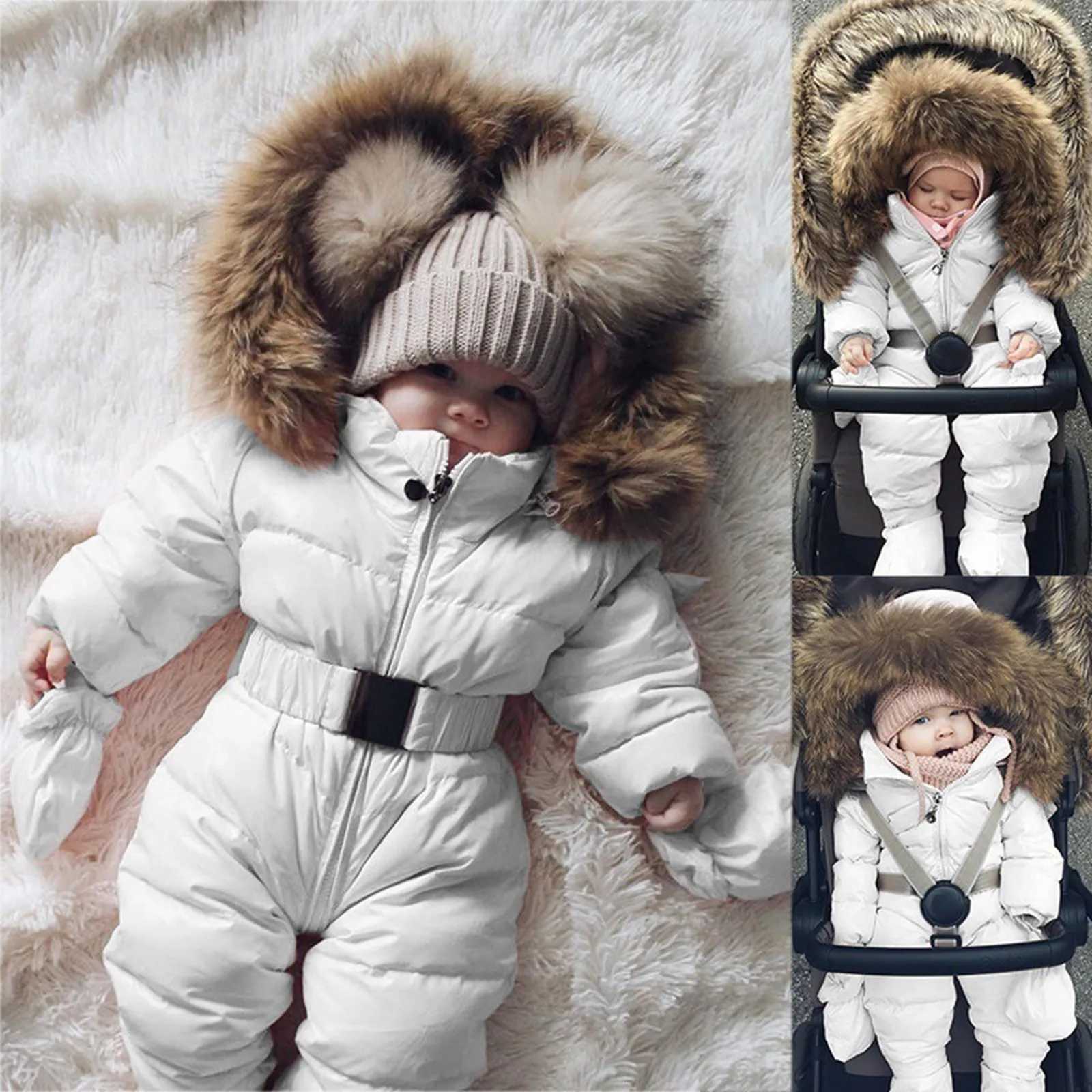 Down Coat Winter clothing baby snow clothes boys and girls jumpsuit jacket hooded jumpsuit warm and thick coat H241010