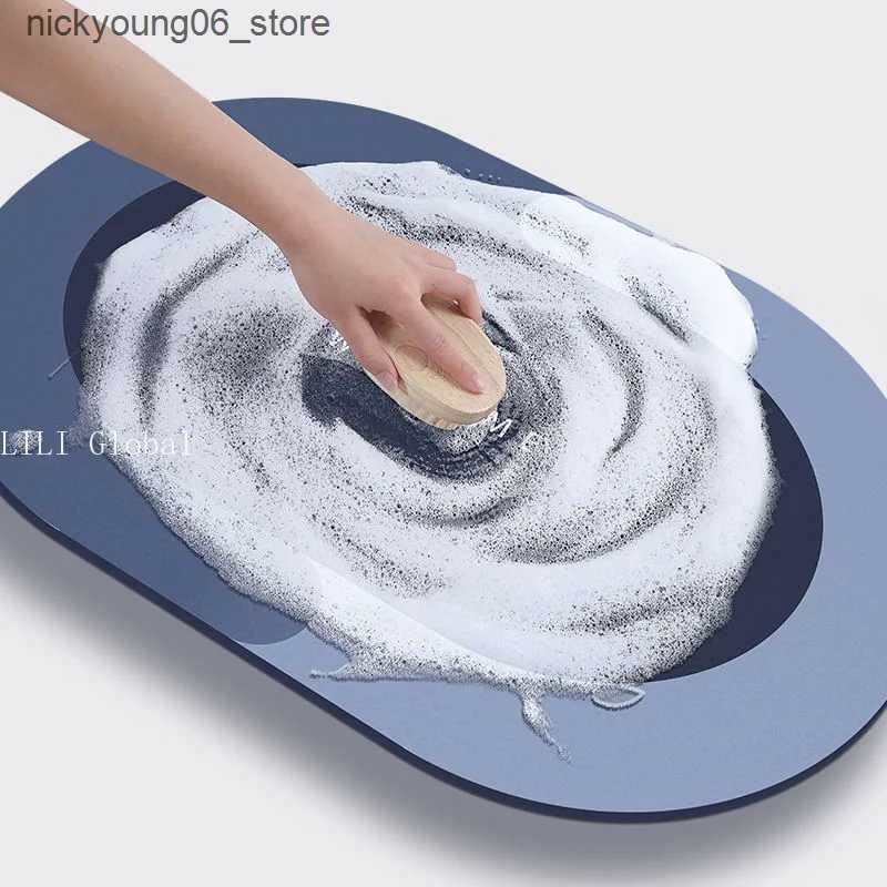Non-Slip Bath Mats Absorbent Bathroom Bath Mat Anti-slip Shower Rug Diatom Ooze Bath Mats Kitchen Entrance Doormats Home Floormat Bathtub Carpet L2409