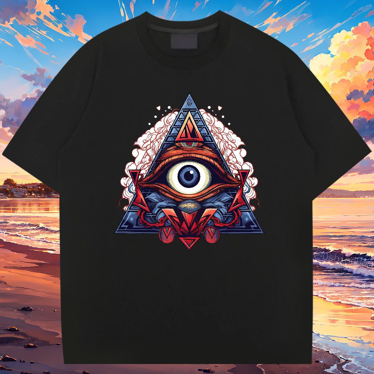 Comfortable T Shirt For Man 230g 100% Cotton eye of the devil Anime Printing Street Cartoon Printing M-4XL Breathable Short Sleeve Mens Tshirts 2024 S