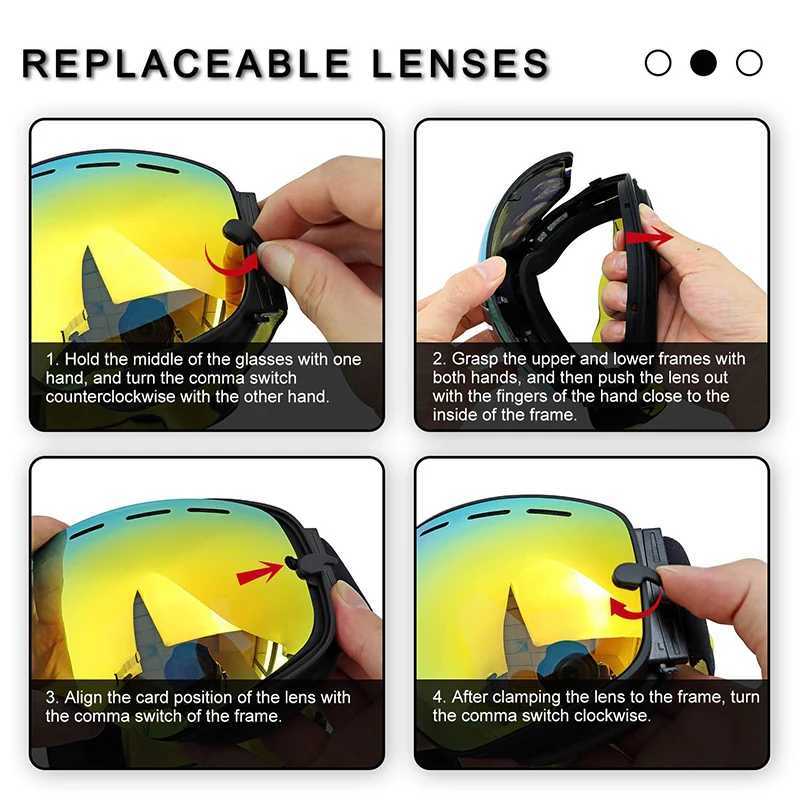 PHMAX Ski Goggles Double layer Lens Ski Glasses UV400 Protection Anti fog Ski Goggles Outdoor Sports Ski Goggles Mens CL241010