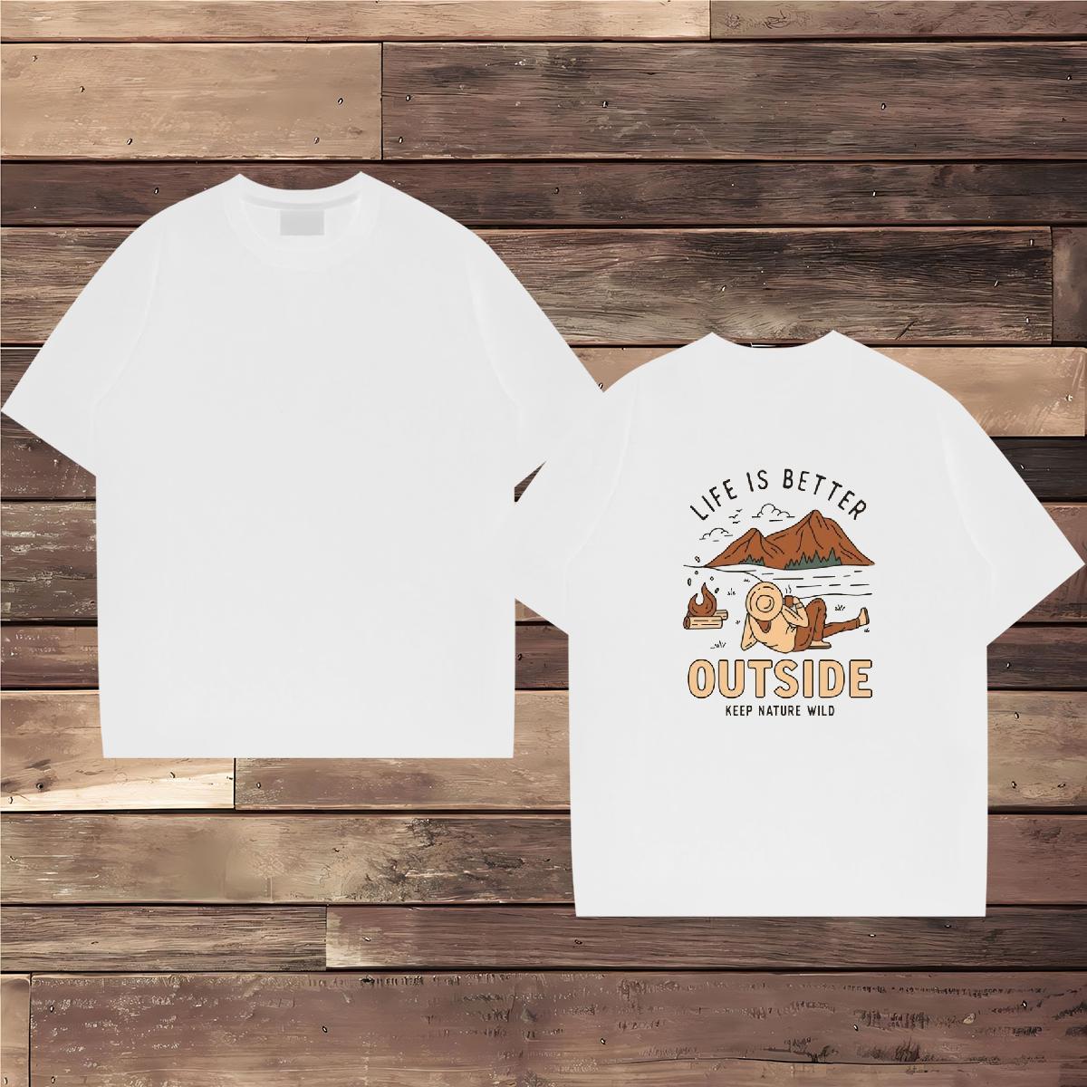 Soft T-Shirts for Men 100% Cotton 230g mountains Street Wear Custom Print Oversized Round Neck Short Sleeve Men Clothes T-Shirt 2024 New Top Tees