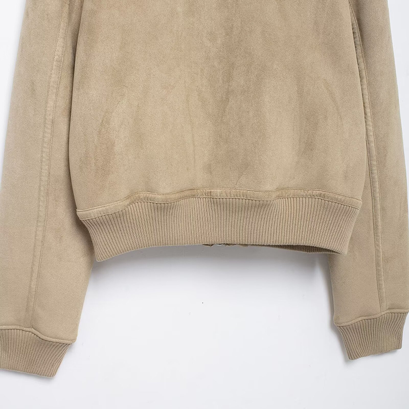 Winter Bombers Women's Jackets Short Khaki Outwear Long Sleeve Tops Solid Elegant Streetwear Pockets Woman Jackers Coat