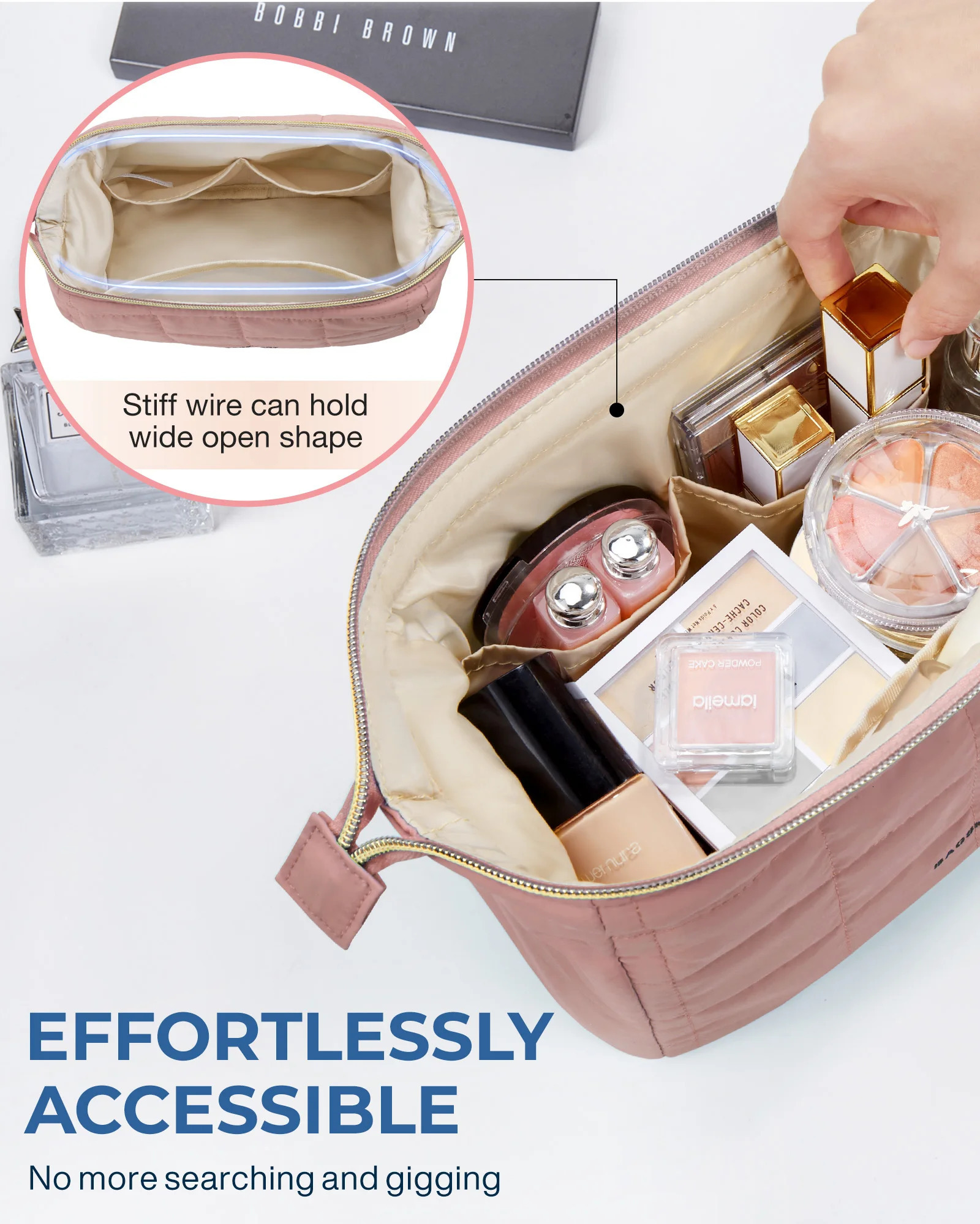 Bagsmart Makeup Bag Womens Makeup Organizer Wide Open Pocket Travel Basic Toilet Accessories Brush Toilet Bag 241008