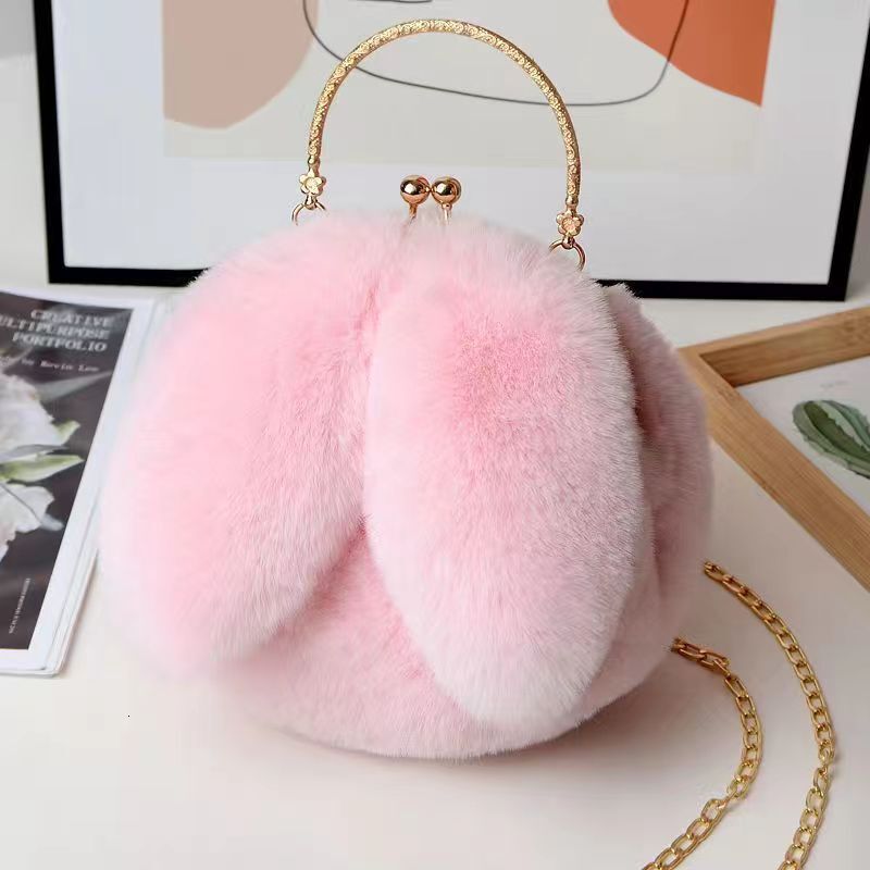 2025NEW New Designer Plush Shoulder fashion Bag Suitable for Women s Handheld Cross Buckle trend Phone Multi functional Fashion Small Round Rabbit Ear