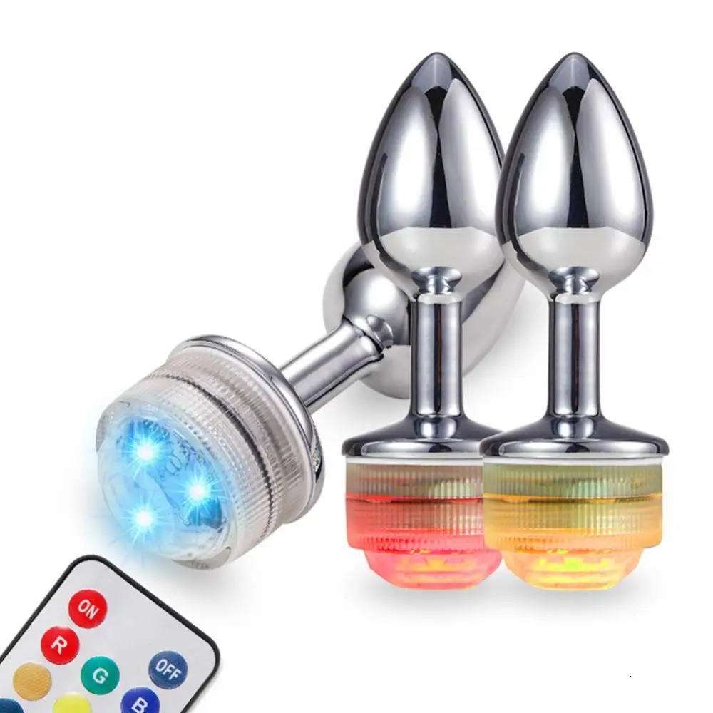 Sex Toy Anal Plug Metal Dilator Bead Remote Control Color Changing LED Light Color Changing Masturbation Tool for women 241010