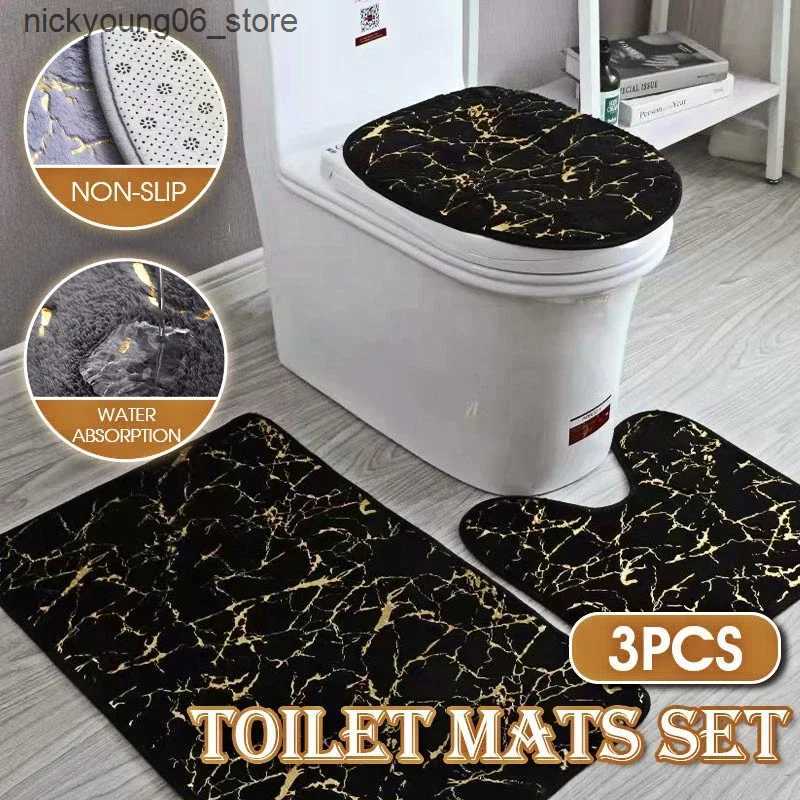 Non-Slip Bath Mats Home Toilet Mats Living Room Bathroom Set Gold Printing Anti Slip Rugs Bedroom Print Rug Shower Mat Bath Mats Bathroom L240910