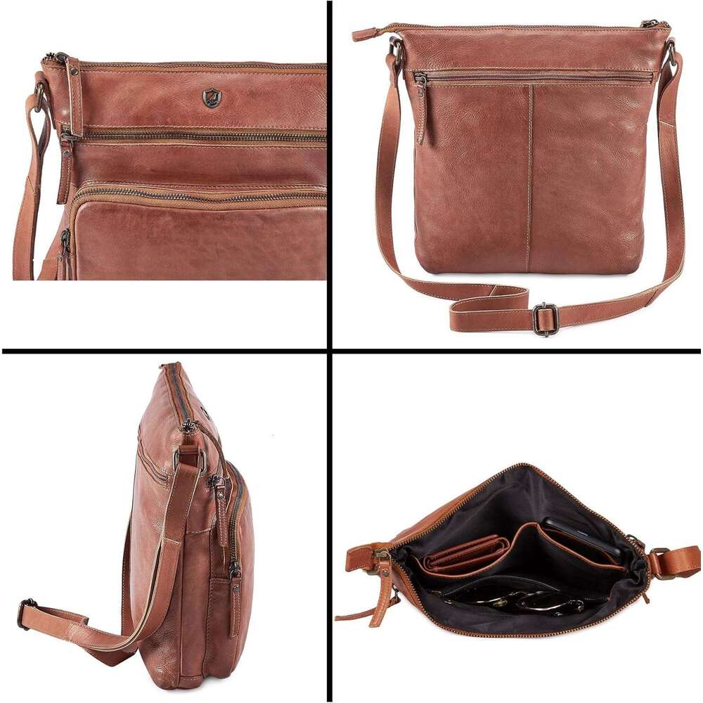 Crossbody Bags for Women Real Leather Purse Handmade Vintage Crossover Shoulder Pocketbook