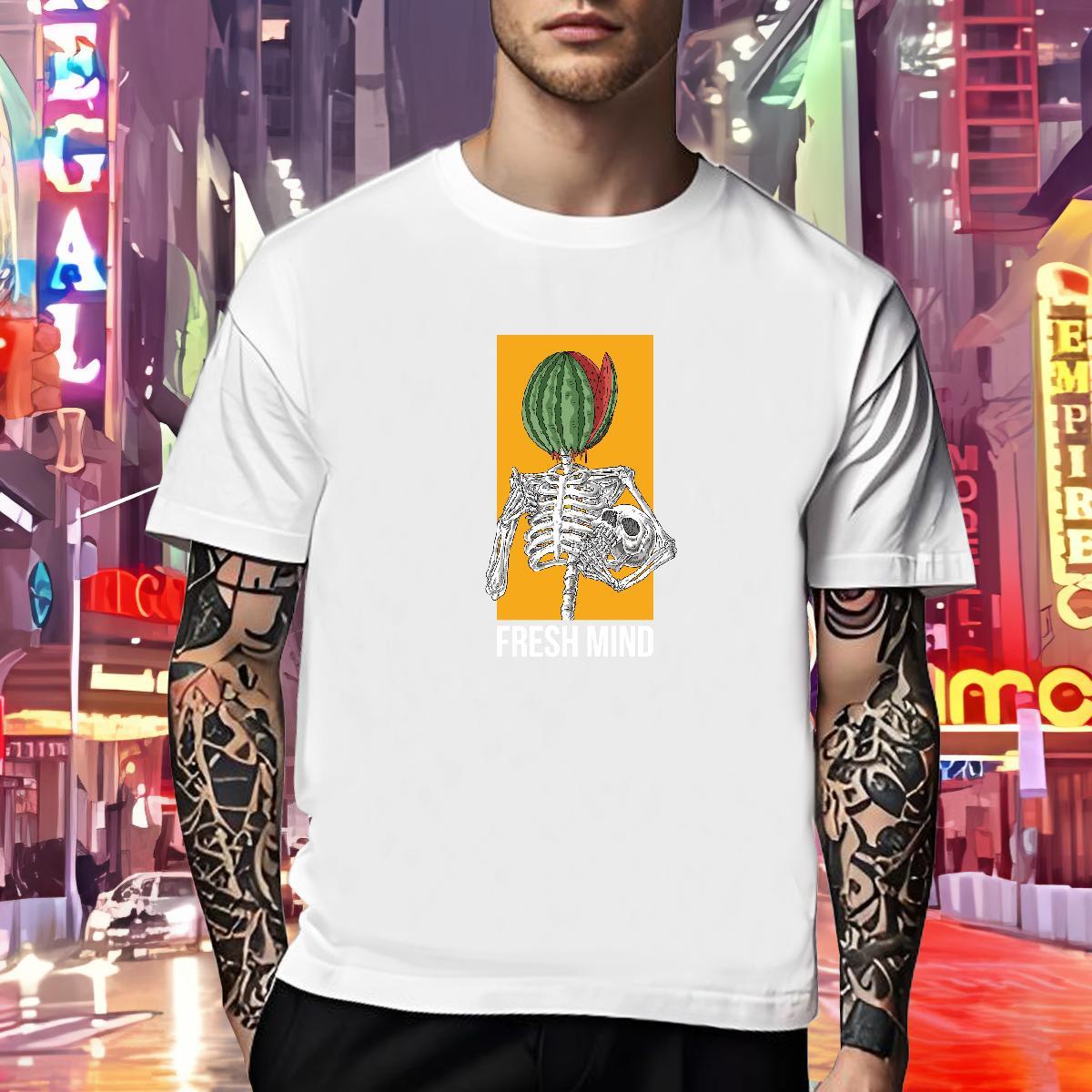 TOP Quality Men T Shirts 230g Cotton skull Daily Outfit Custom Anime Round Neck Short Sleeve Men Tees Brand Clothes