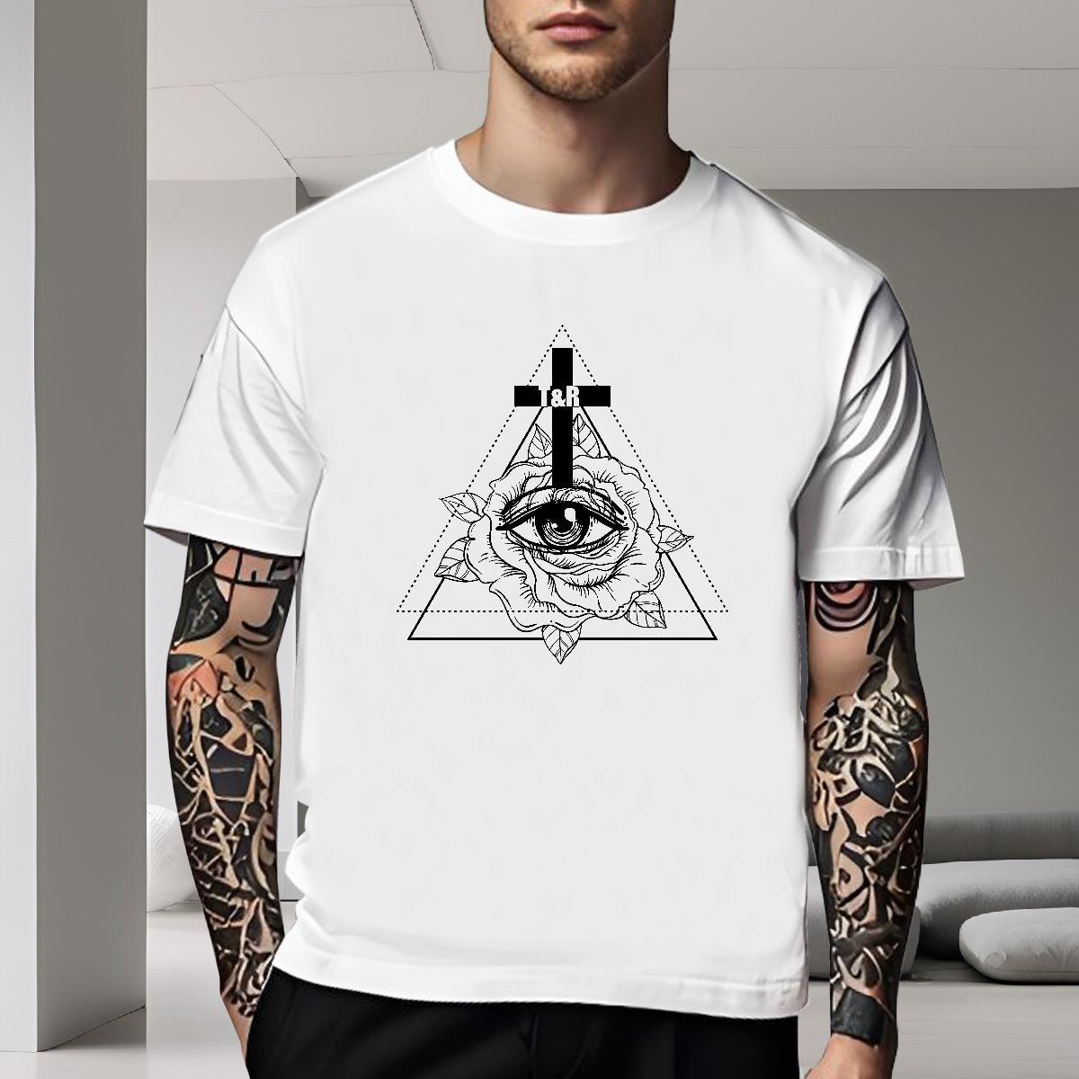 Cool Mens T Shirts 230g Cotton eye of the devil Casual Daily Wear DIY Printed Breathable Crew Neck Tshirt for Man Woman New Arrival Clothings