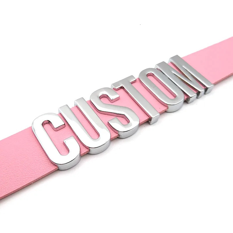 Sexy Pink Leather Customized Letters Collars Choker Necklace Punk Personalized Name Buckle Chocker Jewelry Cosplay Party Gift 241009