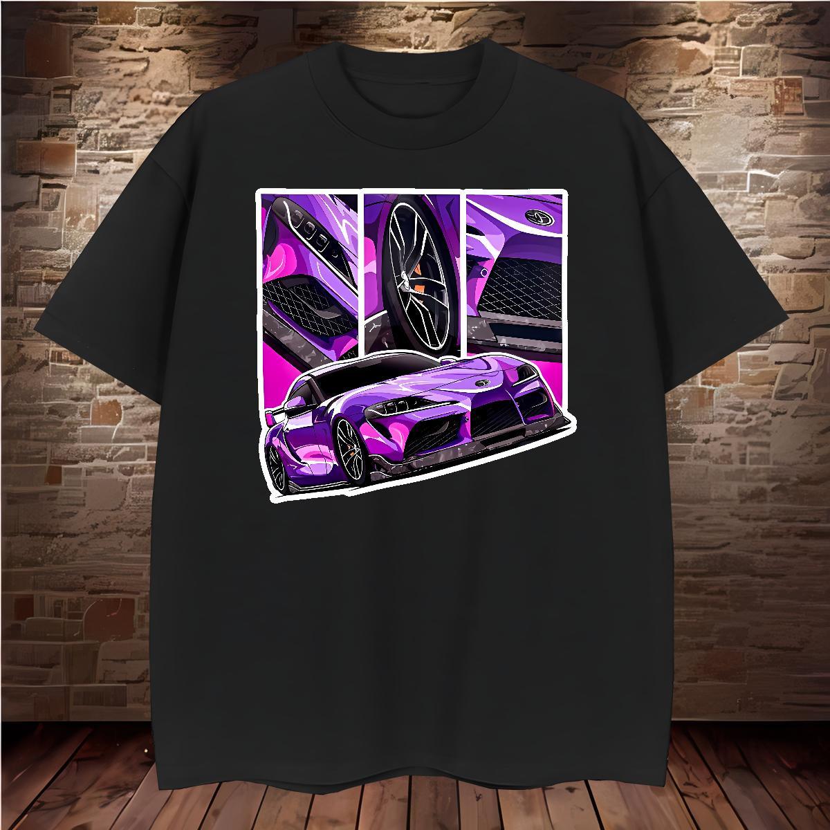 Brand T shirt 230g Cotton car Summer Casual Cartoon Printing M-4XL Breathable Crew Neck Mens Tshirts Free Shipping Tees