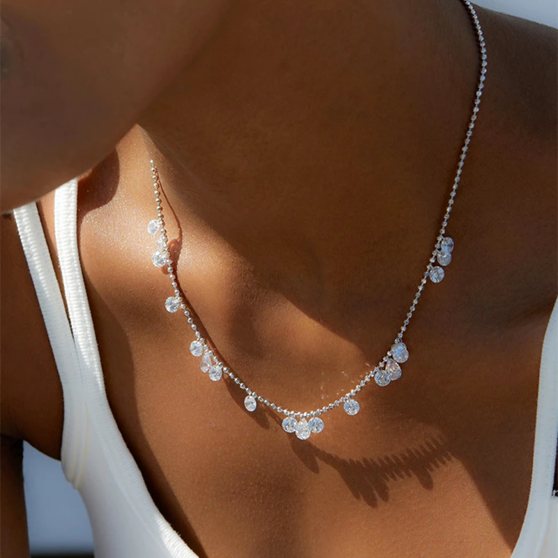 925 sterling silver 7A zircon necklace suitable for womens court style sparkling bead necklace gift for 240929