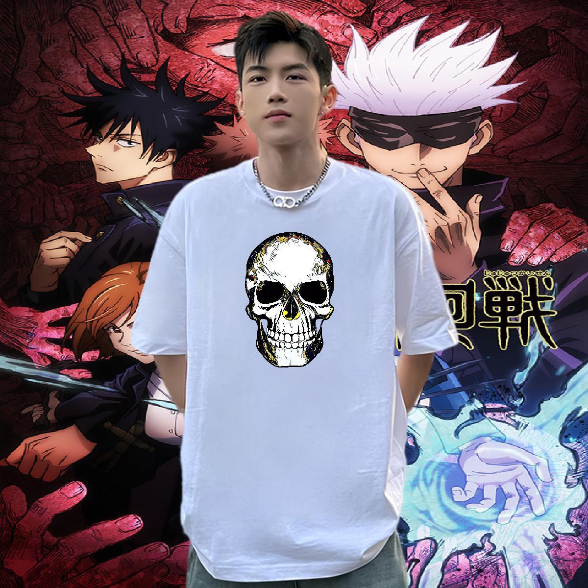 Soft T shirt 230g Cotton skull Casual Beach Cartoon Print Crew Neck Men Tops Tees New Designer Top Tees