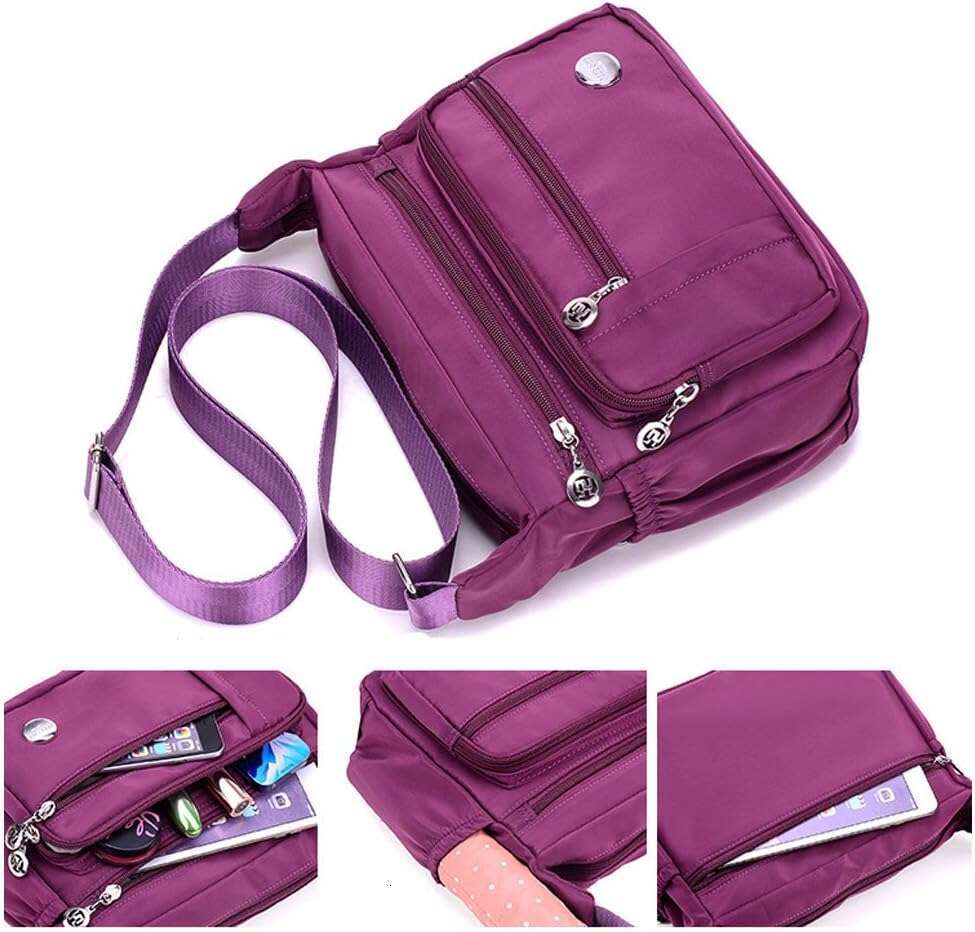 Shoulder Women's Travel Handbag Messenger Cross Body Nylon Bags with Lots of Pockets