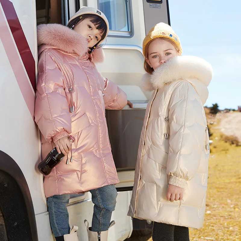 Down Coat Fashion Girls winter coat faux fur hooded Parkas childrens thick white down jacket TZ659 H241010