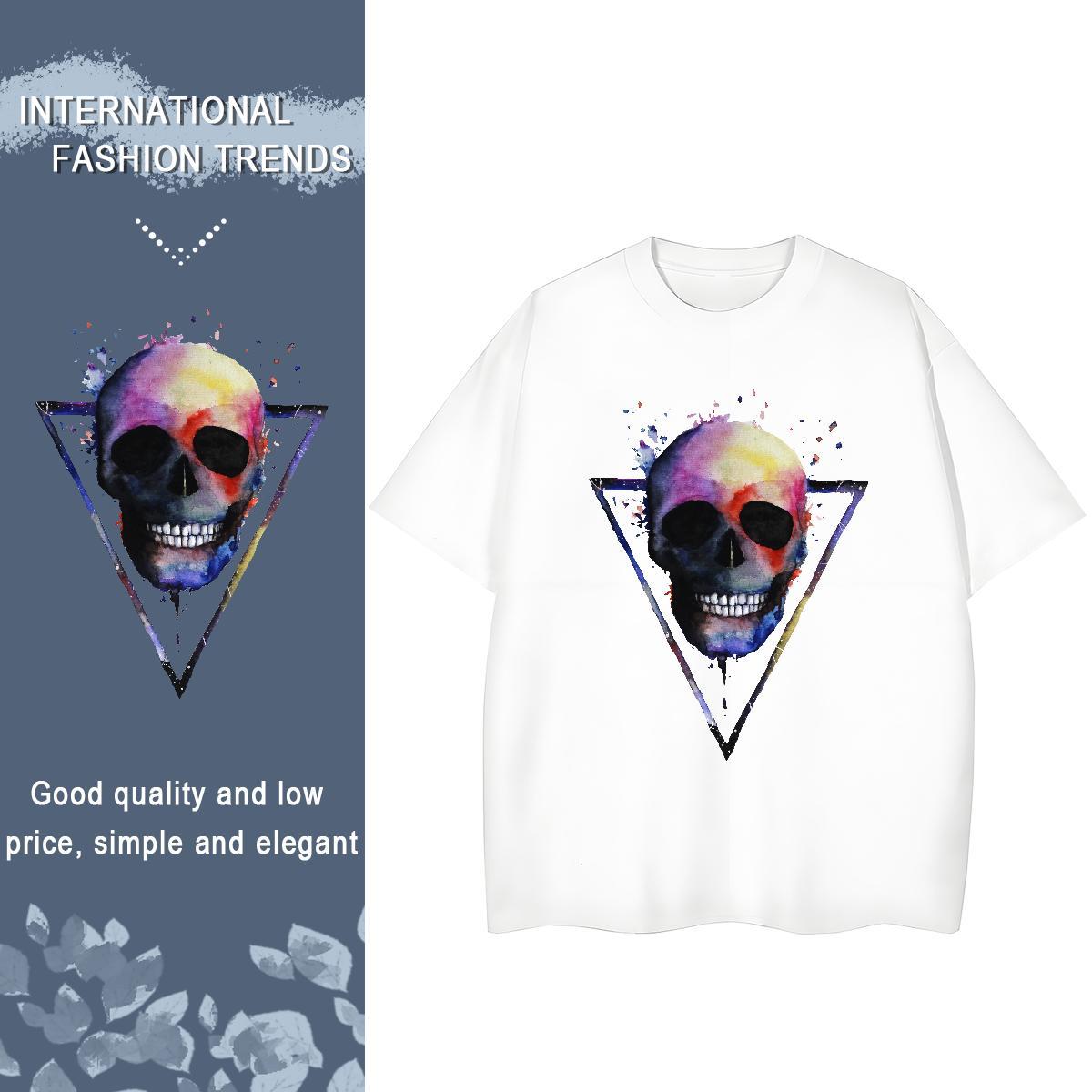 Fashion Casual T-Shirts 230g 100% Cotton Breathable Crew Neck Outdoor skull Tshirt for Man Woman Female DIY Logo Top Tees