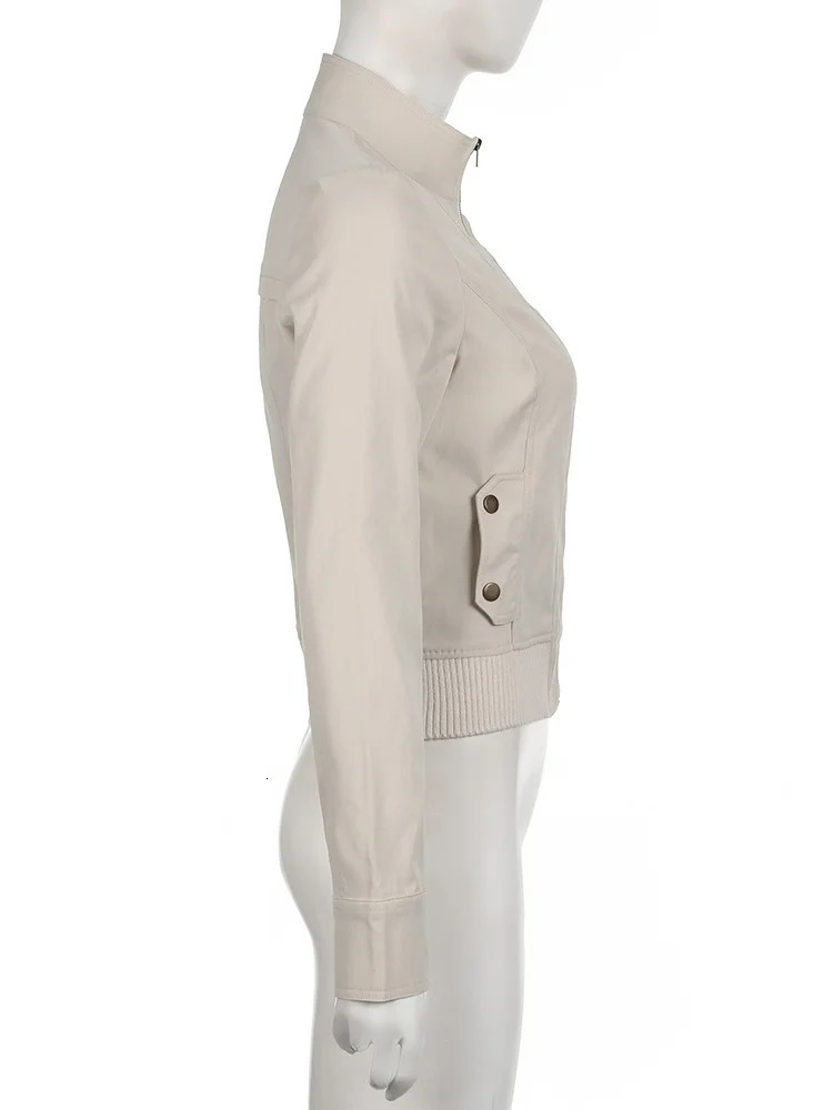 Cuteandpsycho Vintage Zip Up Chic Jackets Autumn Streetwear Pockets Harajuku Solid Coats Casual 2000s Basic Y2K Aesthetic Cloth 241010