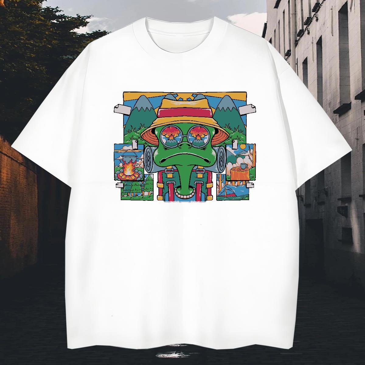 Popular Man T Shirts 230g Pure Cotton ET Anime Printing Street Plus Size Cartoon O-Neck Short Sleeve Couples T Shirts 2024 Designer Clothes