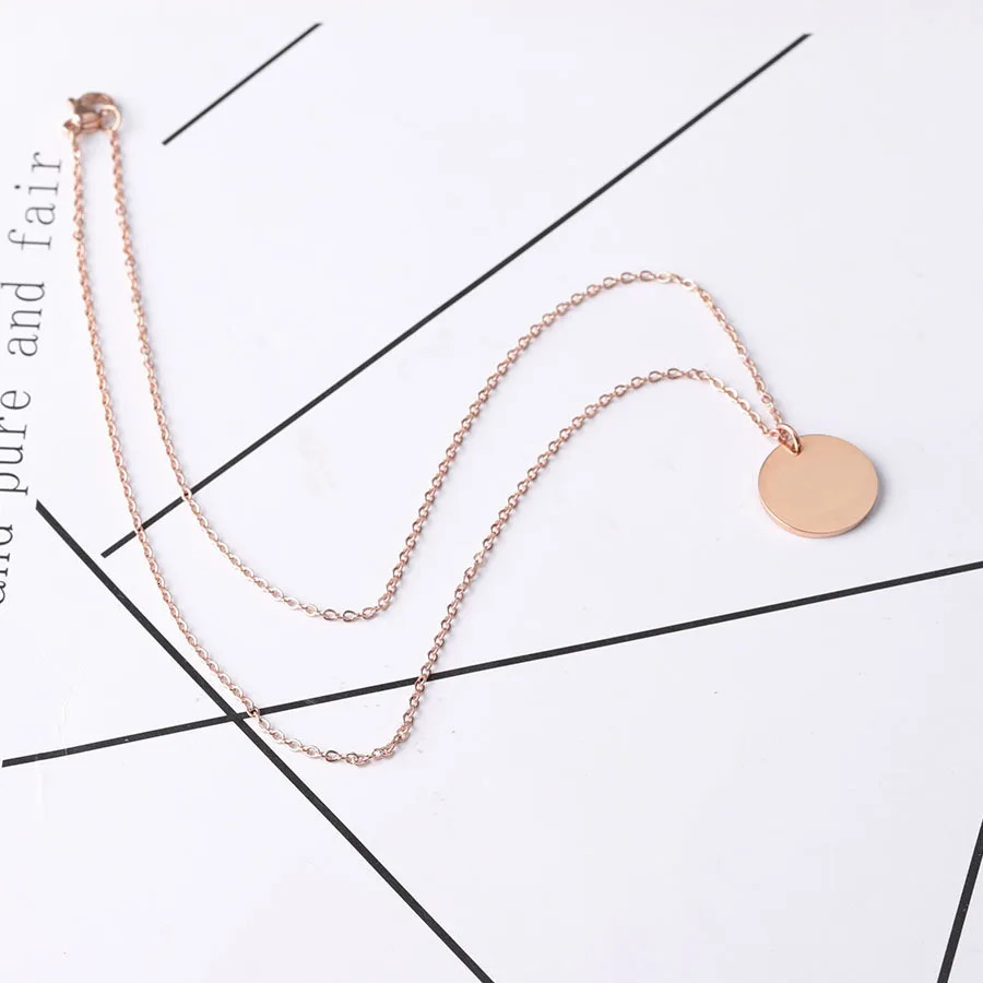 10 pieces of 45-60cm stainless steel mirror polished necklace with PVD galvanized disc pendant necklace 240929