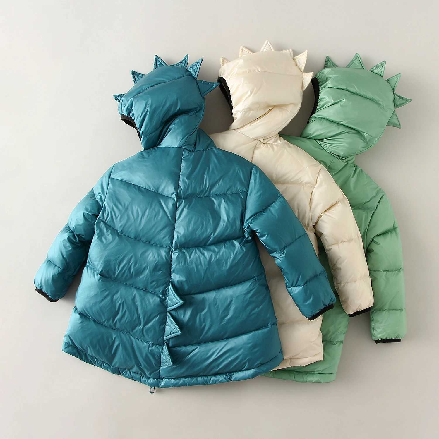 Down Coat Winter and Autumn Dinosaur Park Coat Windproof Thick Childrens Warm Snow Set Preschool Boys Park Outdoor H241010