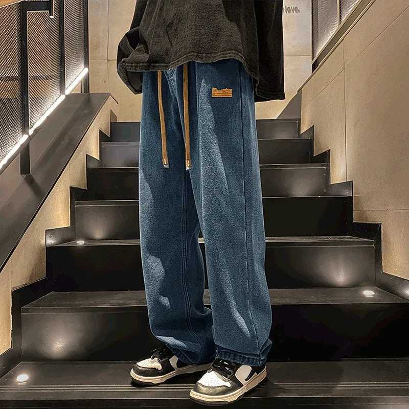 Mens Jeans Straight Trousers Wide Leg Man Cowboy Pants Large Size Light Blue 90s Streetwear High Quality Spring Autumn Y2k XsX241009