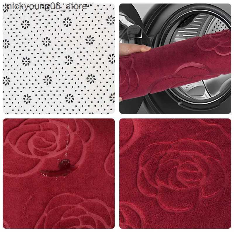Non-Slip Bath Mats 1/2/3 piece setroses Rugs Ultra Soft Non Slip Floor Mat Absorbent Bath MatU-Shaped RugToilet CoverBathroom Shower Carpet L240910