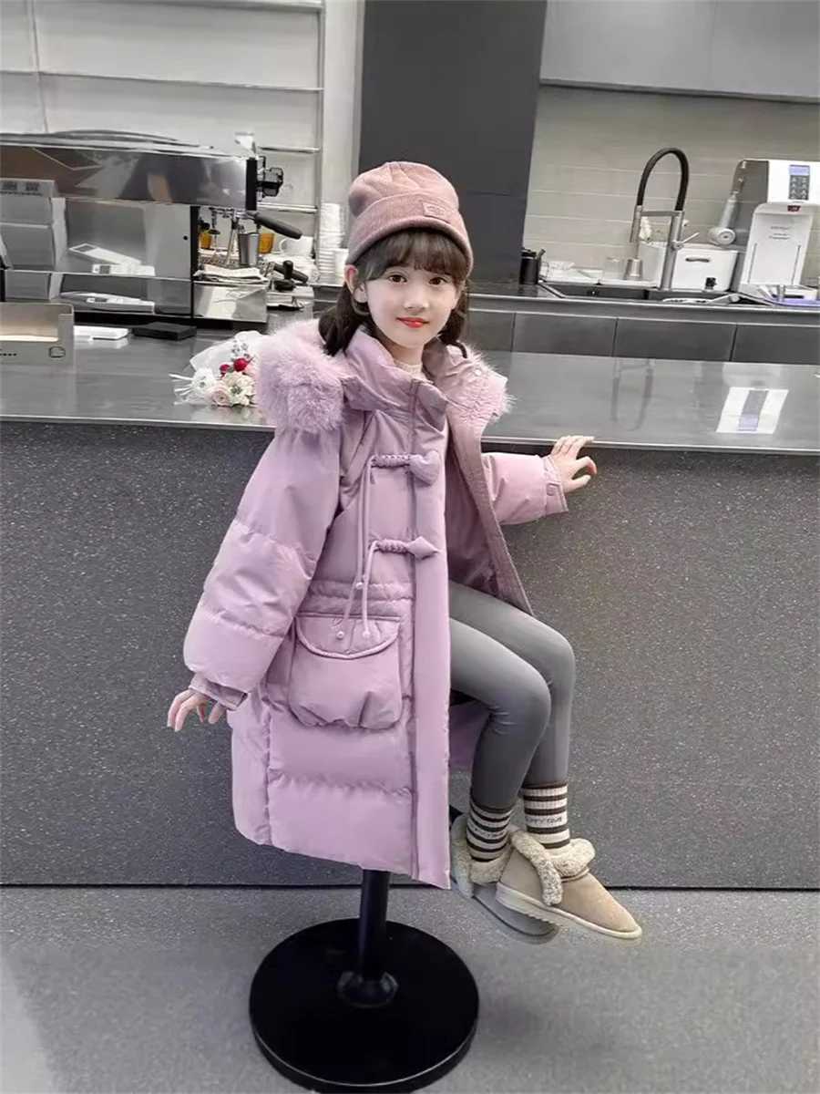 Down Coat Keep warm winter jackets and fashionable waterproof hooded childrens jackets for girls aged 5-14 in park clothing H241010