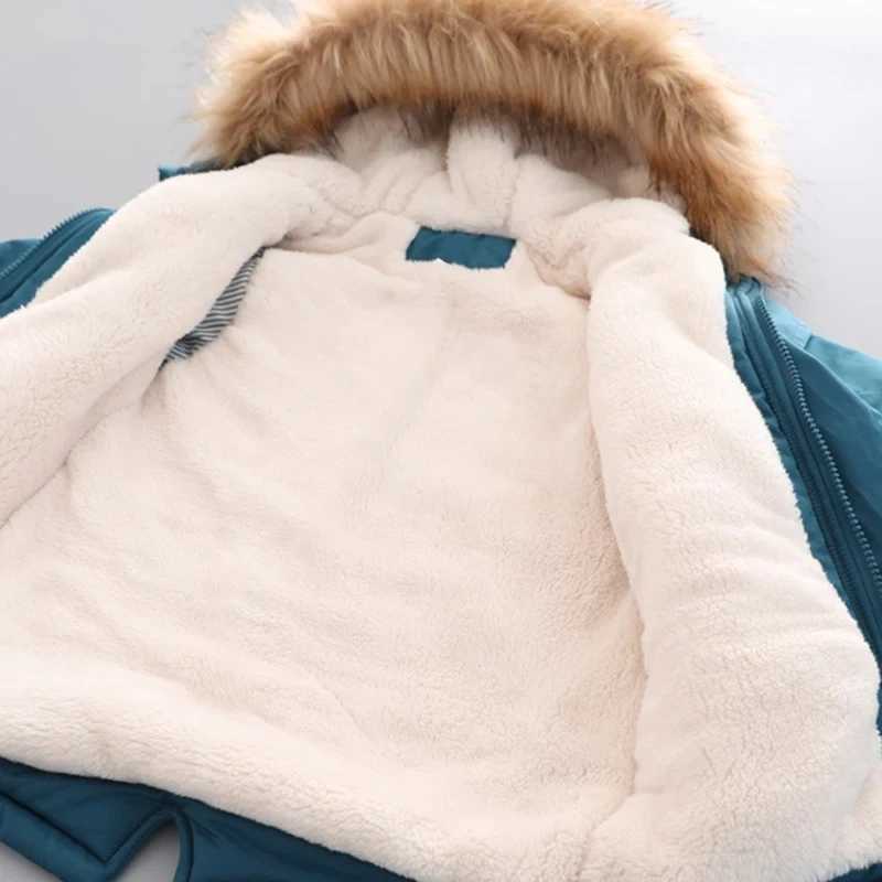 Down Coat 3 4 5 6 7 8 Winter Boys Jacket Windproof Machine to Keep Warm Thick Fur Collar Girls Coat Hooded Childrens Coat H241010